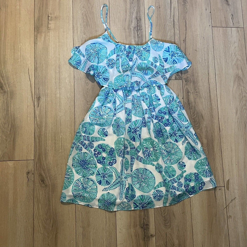 Lilly Pulitzer for Target Womens Sea Urchin Dress XS Blue Green Sand Dollars